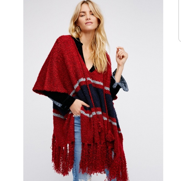 Free People Tops - Free People Women's Red Juno Poncho
